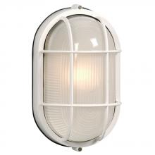  305013WH 113EB - Outdoor Cast Aluminum Marine Light with Guard - in White finish with Frosted Glass (Wall or Ceiling